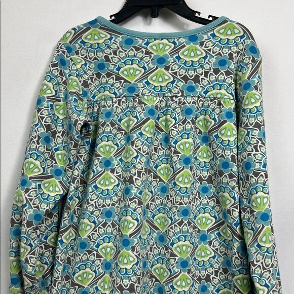 Hanna Andersson Blue and Green floral print long sleeve cotton dress size 8(130) - Picture 8 of 12